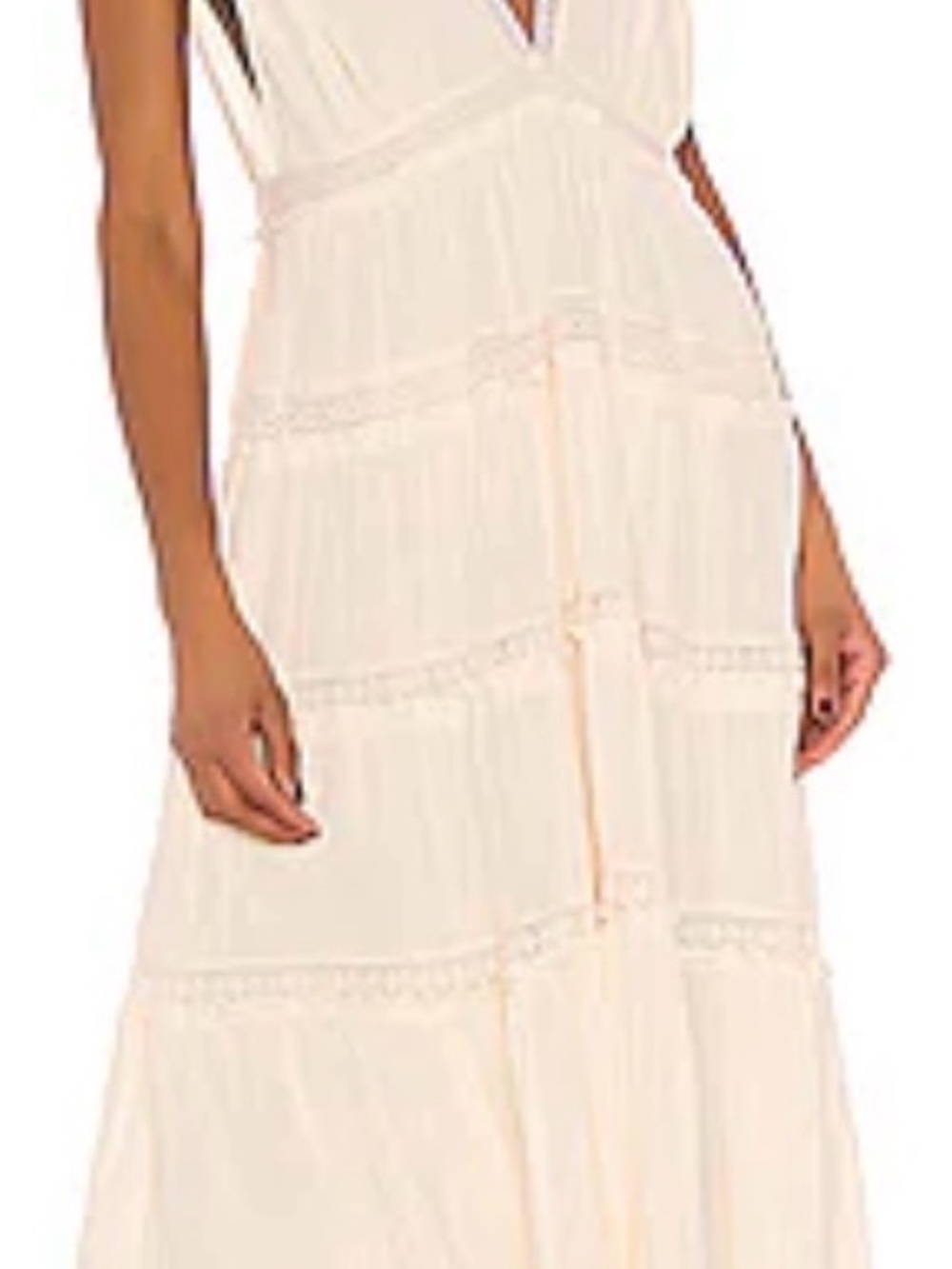 Storia Cream Maxi Dress with Lace Tiering